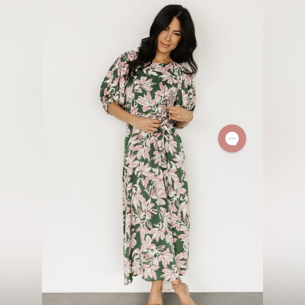 Baltic Born Floral Puff Sleeve Midi Dress